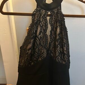 Elegant Black Lace Halter Dress